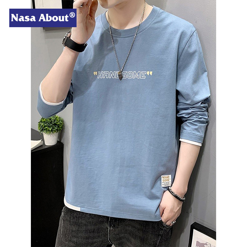 NASA Spring and Autumn Long Sleeve Cotton T-Shirt Men's New Casual All-match Clothes Youth Trendy Brand Base Shirt