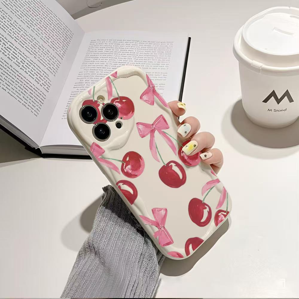 Bow Cherry para iphone15promax funda para teléfono móvil 11 Apple 15 anti-caída 14pro Japón y Corea 13/12