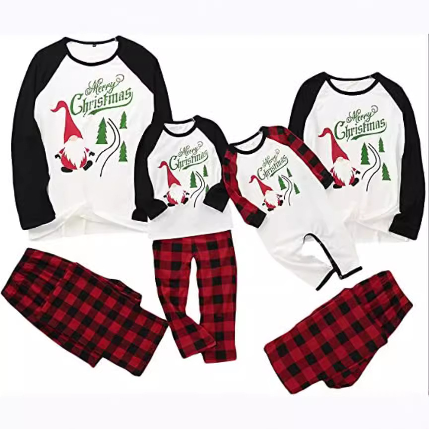 Cross-border Home wear padre-niño árbol de Navidad carta impresión familia juego pijamas traje fabricante en stock
