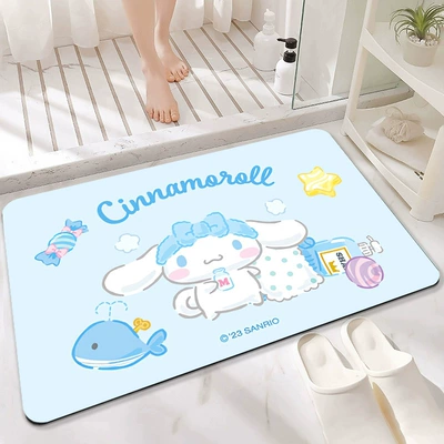 Toilet Door Mat, Avtomobil döşəmə paspasları - cinnamon-dog-light-blue-4060cm