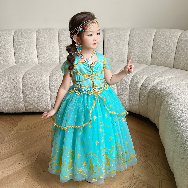 Jasmine prinsessklänning för flickor kostym cosplay jul_voghion.com