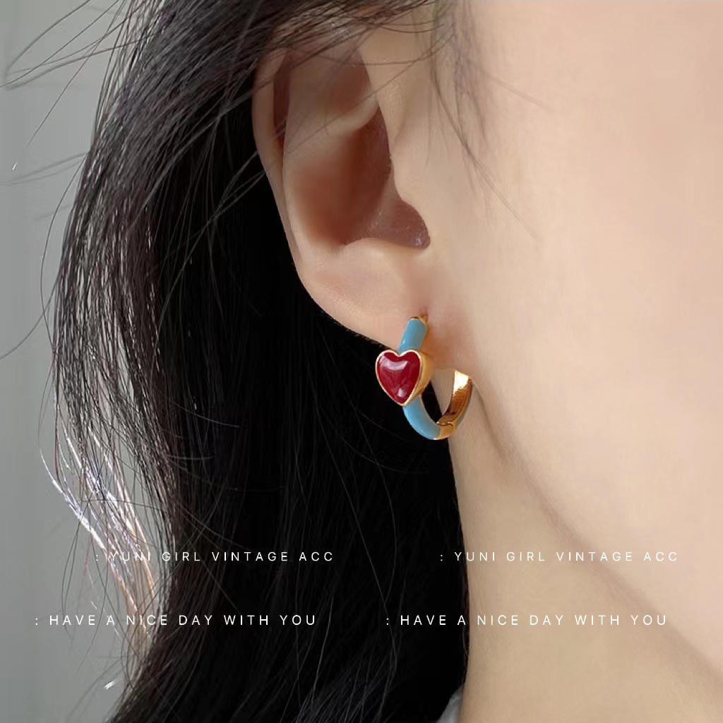 Sweet Heart Shape Copper Plating Earrings 1 Pair