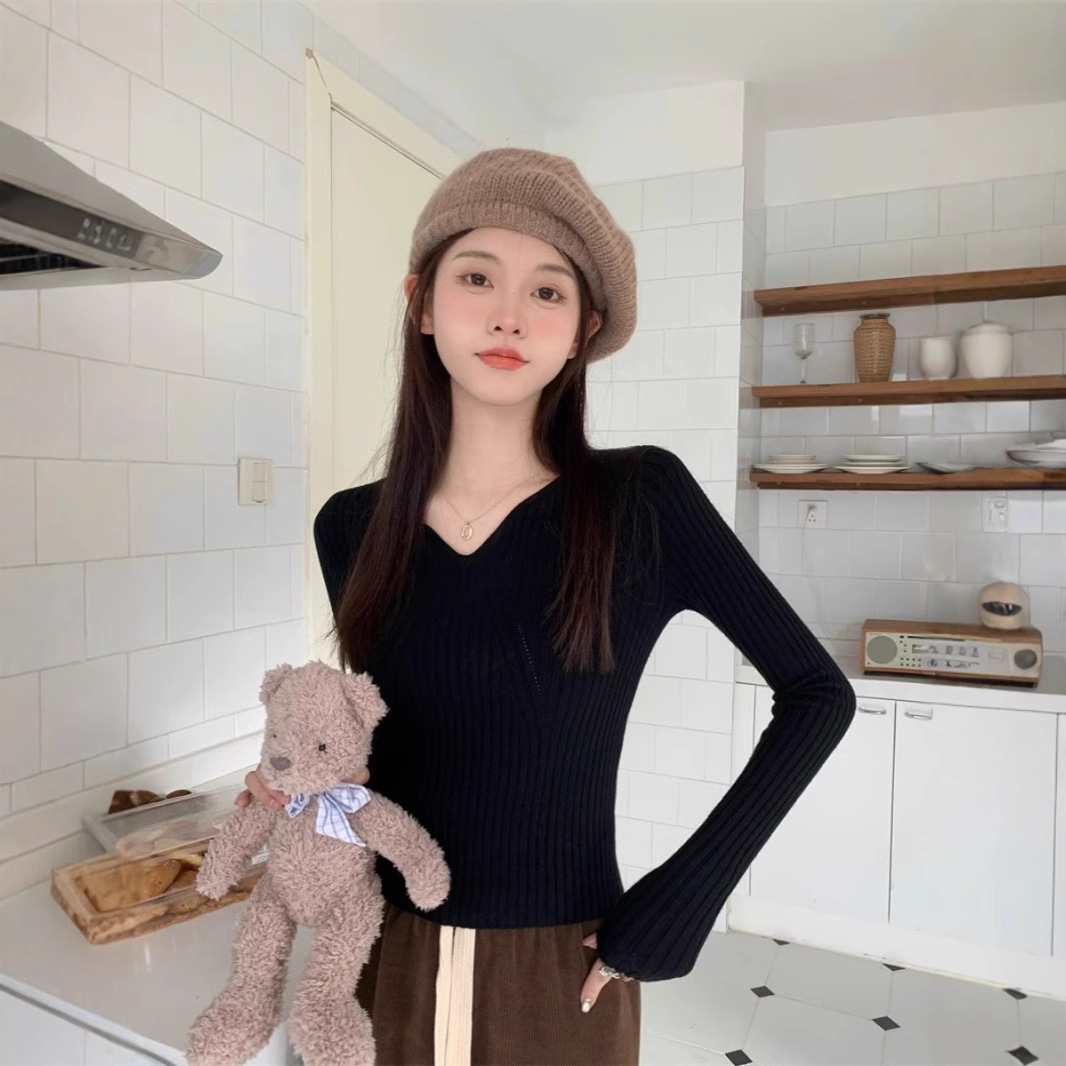 블랙/보풀방지 원단/올해 인기상의/기질/고급/고급/고급셔츠/디자인 틈새/시크/여성복/매칭