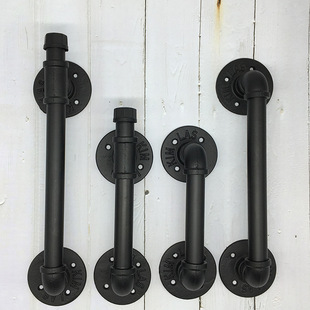 Cross-border American Retro Wrought Iron Handrail Creative Simple Wooden Door Kitchen Cabinet Door Handle Water Pipe Industrial Style Handle