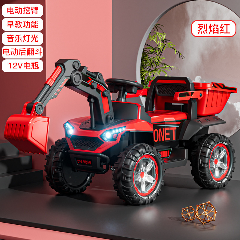 Excavadora para niños super grande para personas, niños y niñas, coche de juguete, coche de playa cruzado, coche eléctrico de ingeniería para niños