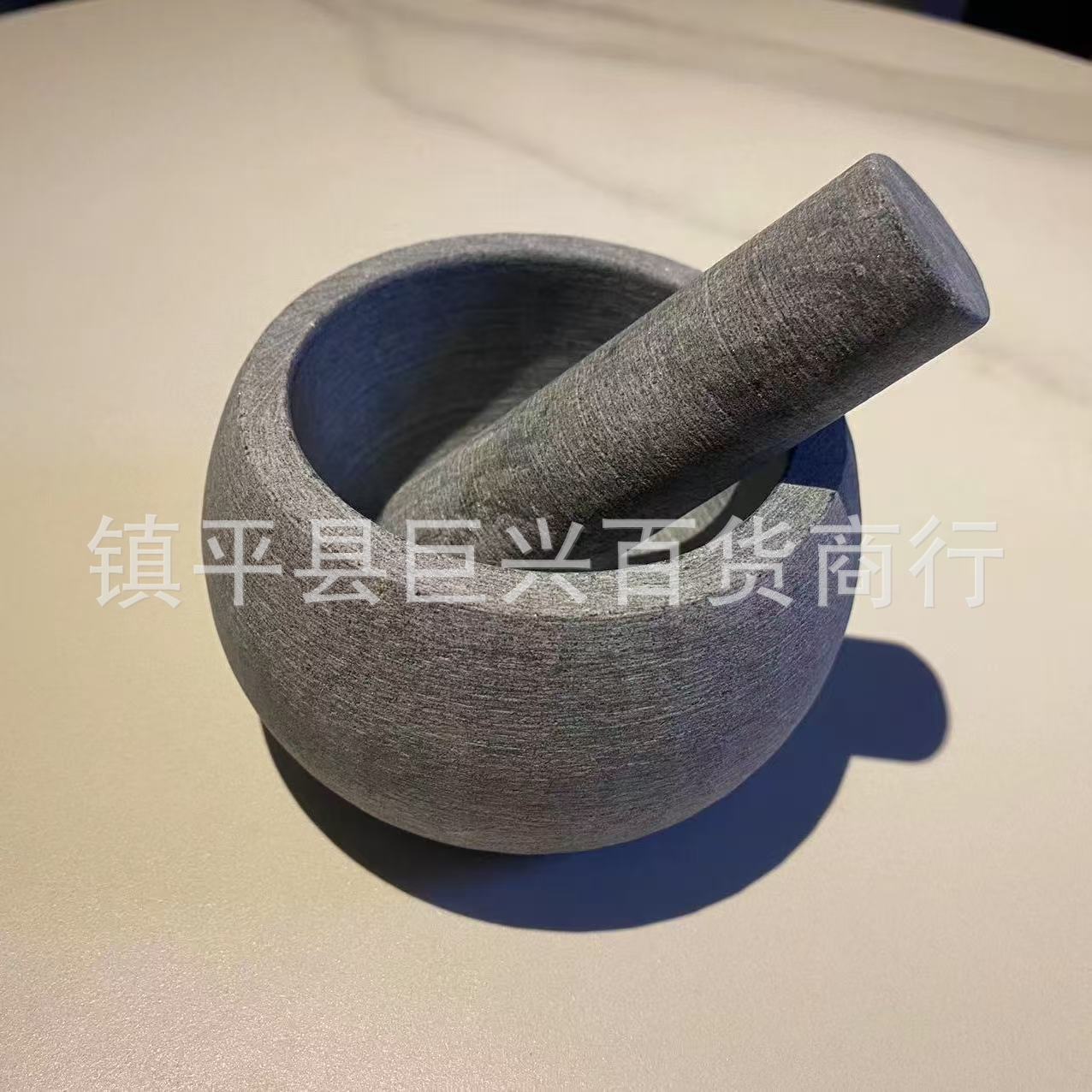 Stone Garlic Mortar with Pestle, Manual Traditional Garlic Mincer, Grinding Mortar for Home Kitchen, Herbal Medicine Crusher, Stone Grinding Jar