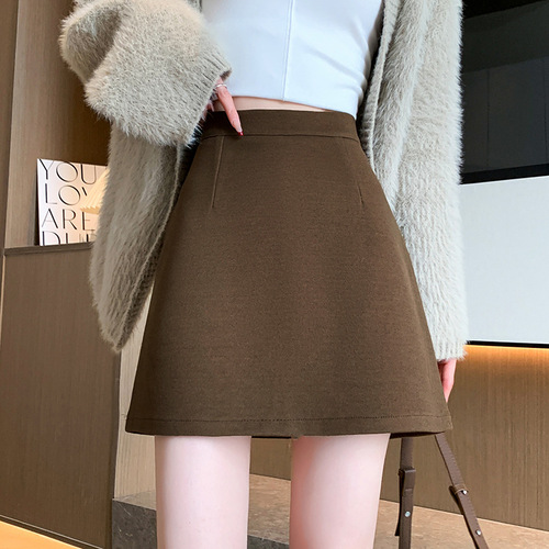Women's Autumn/Winter New Half-Plaid Skirt, Short Bodycon Skirt, High-Waisted Slimming A-Line Mini Skirt for Commute, Hot Girl Style Short Skirt