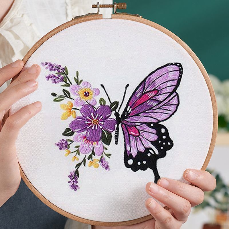 Borro de mariposa hecha a mano diy para principiantes paquetes de materiales auto bordados novatos estudiantes auto bordados regalos de cumpleaños tridimensionales