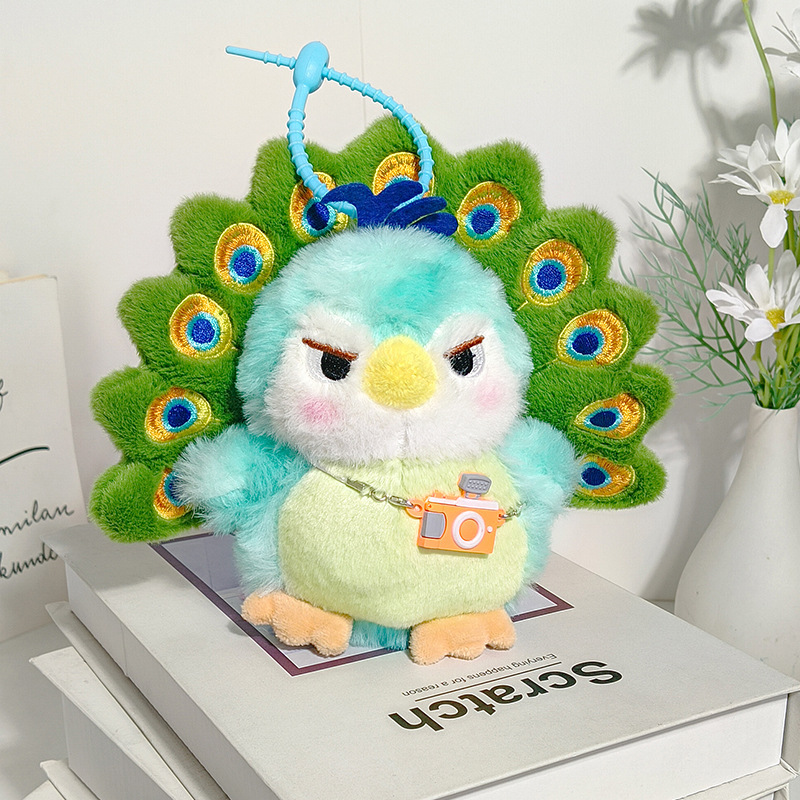 New Maillard Green Peacock Plush Toy Creative Cotton Doll Backpack Pendant Ai Doll Cute Hanging Ornament