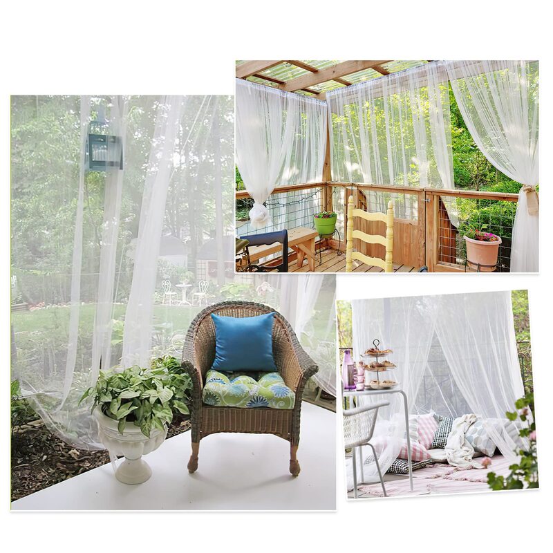 Amazon Outdoor Balcony Door Curtain, Courtyard Garden Curtain, Villa Sunroom Mesh Mosquito Net, Rod-Mounted Terrace Screen