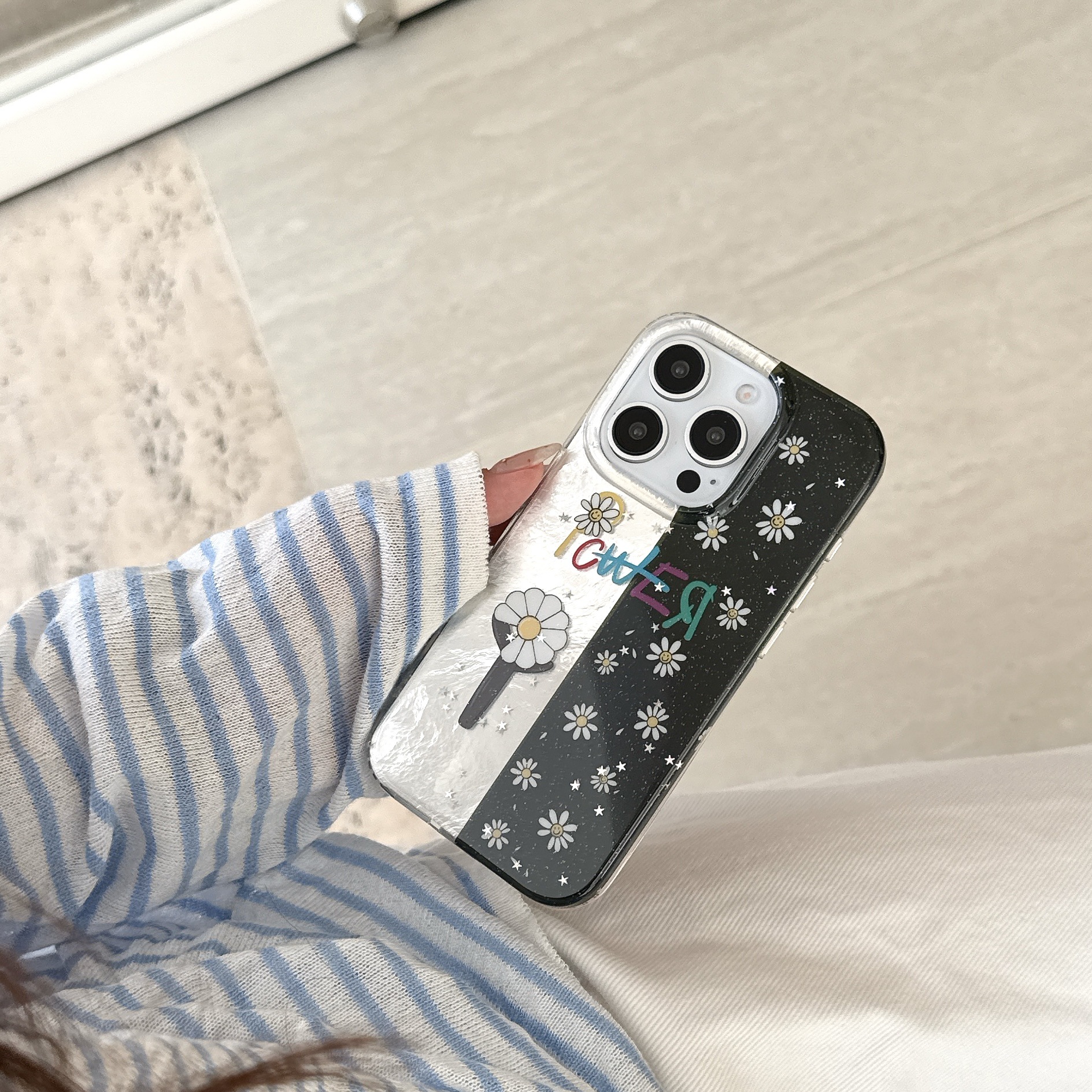Costuras coreanas c flores para Apple 16ProMax funda para teléfono móvil 15Pro nicho 14/13 pareja 16