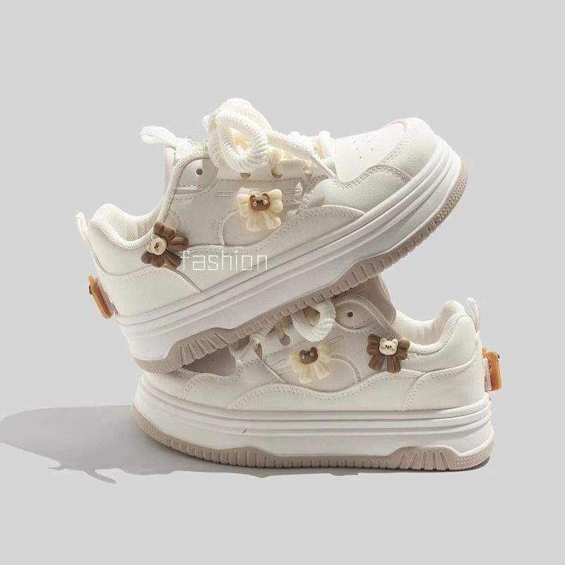 原创爆改小众面包鞋女2025新款秋冬季潮流小白鞋休闲厚底运动板鞋