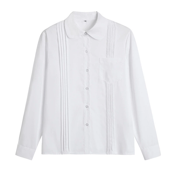 Girls' High School Shirt Long Sleeve No Embroidery + Cross Knot