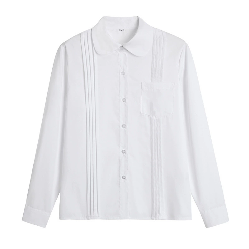Uniform, shirt, student pleated skirt, set, long-sleeve, brace, with embroidery