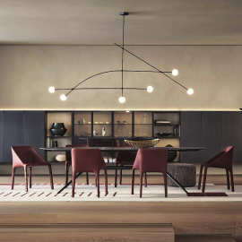 JS意式轻奢天然大理石劳伦黑金6人位餐桌304不锈钢桌脚餐厅饭桌