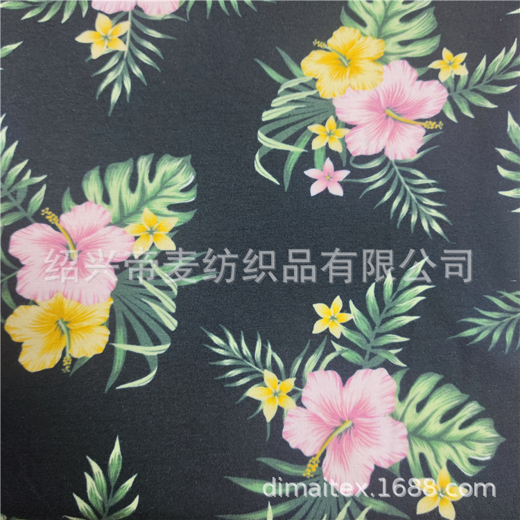 全棉汗布ins印花春夏棉氨单面拉架面料40s内衣睡衣家居服T恤面料