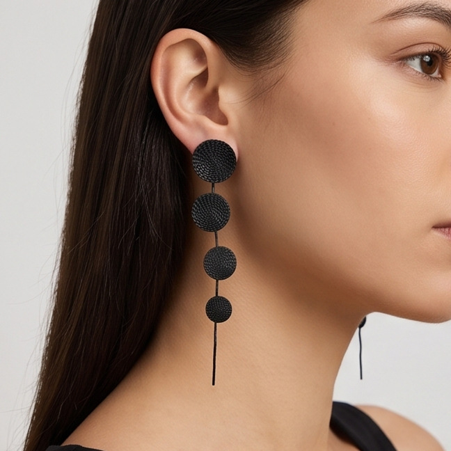 European and American cross-border creative spliced geometric disc earrings for women, ins-style fashion and elegant long earrings wholesale