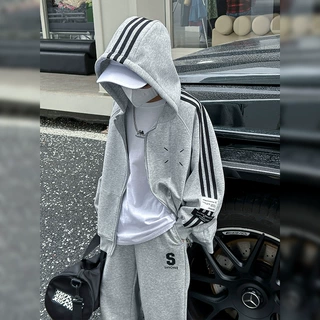 男童休闲运动套装2026秋季新款儿童连帽洋气衣服大童春秋两件套潮