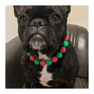 European and American Cross-border Christmas Beaded Pet Necklace Cute Dog Pet Accessories Small and Medium Dog 22710