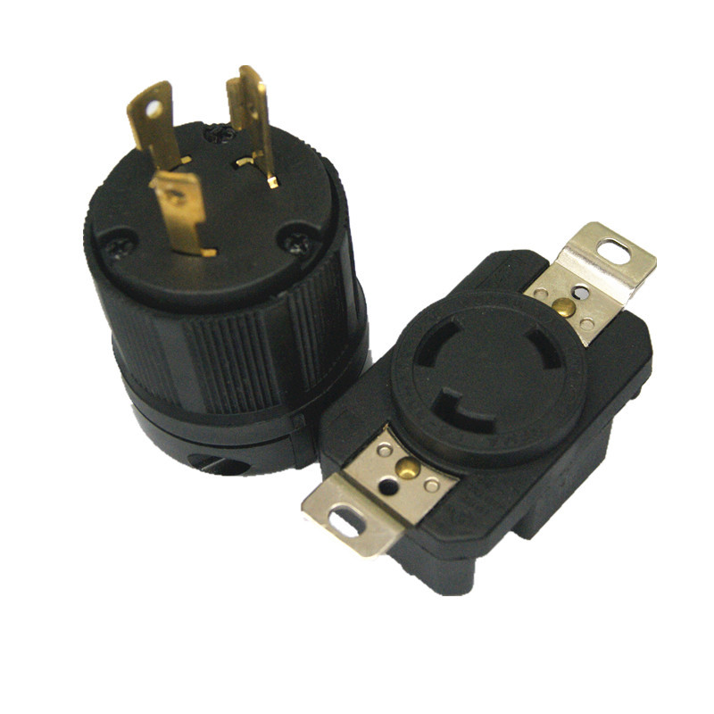 美规防脱落发电机明暗装电源插头插座30A125V美式工业插头L6-30R