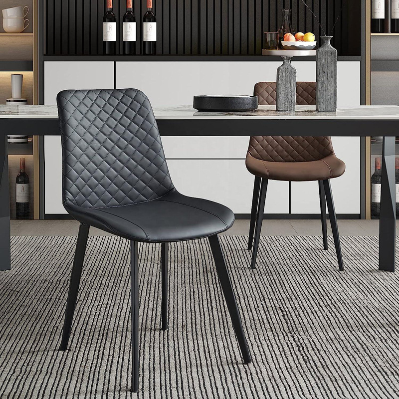 Taburetes de lujo ligero de alto nivel italiano minimalista silla de comedor red simple silla de mesa de comedor casera silla de respaldo silla de hierro pu image 1