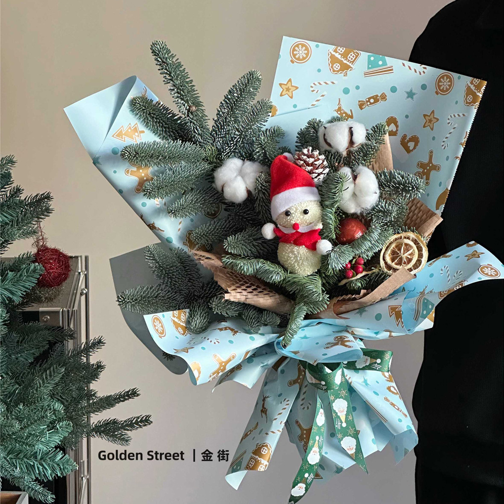 Navidad nuevo paquete de manzana impermeable papel de embalaje de flores papel de embalaje de regalos de Nochebuena