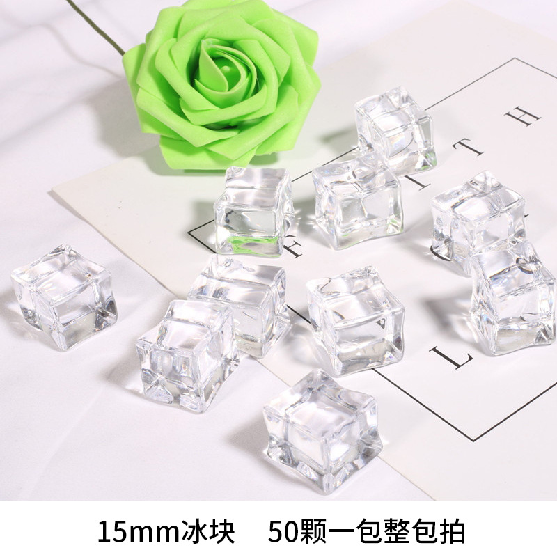 Cubo de hielo falso acrílico simulación cubo de hielo cuadrado transparente partículas de hielo de plástico Barra de piedra de cristal accesorios de tiro