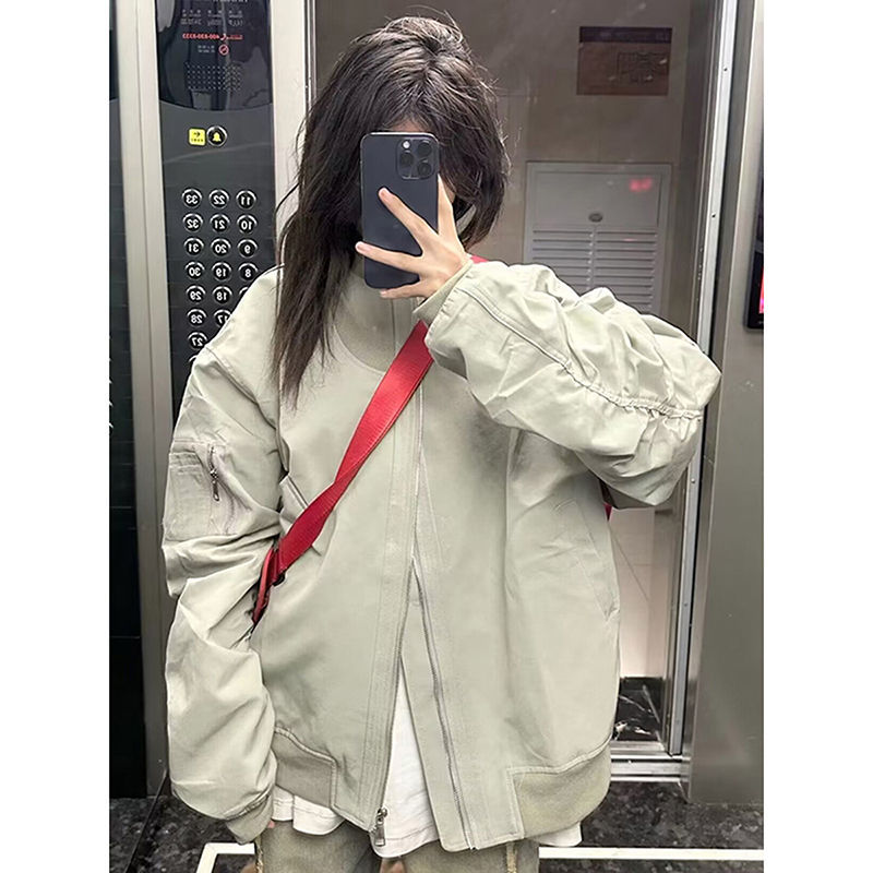 vintage美式复古棒球服国潮牌高街小众工装外套男秋秋飞行员夹克