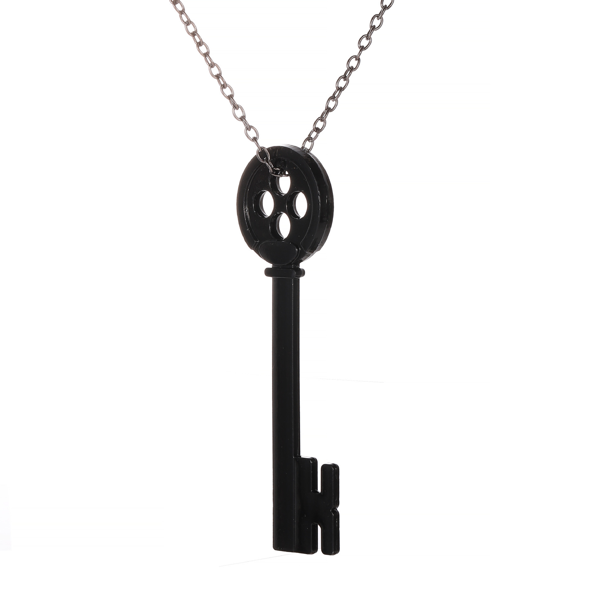 Animated Ghost Mom Keychain Caroline Halloween Mystery Door Key Pendant Necklace Black Button Pendant