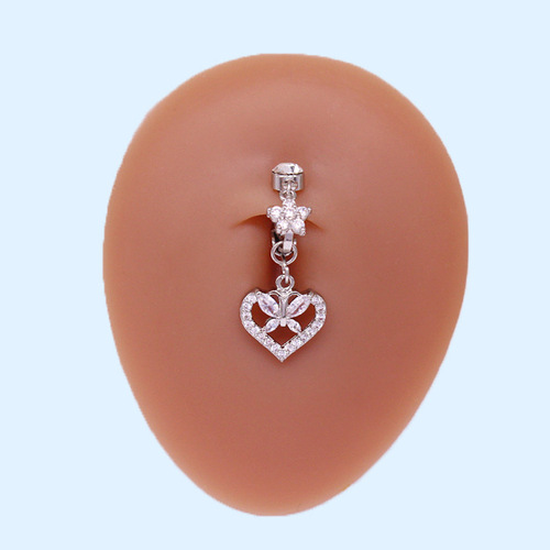 Gaibei European and American cross heart-shaped navel ring planet moon navel ring navel ornament rabbit love holeless navel nail ear clip dual use
