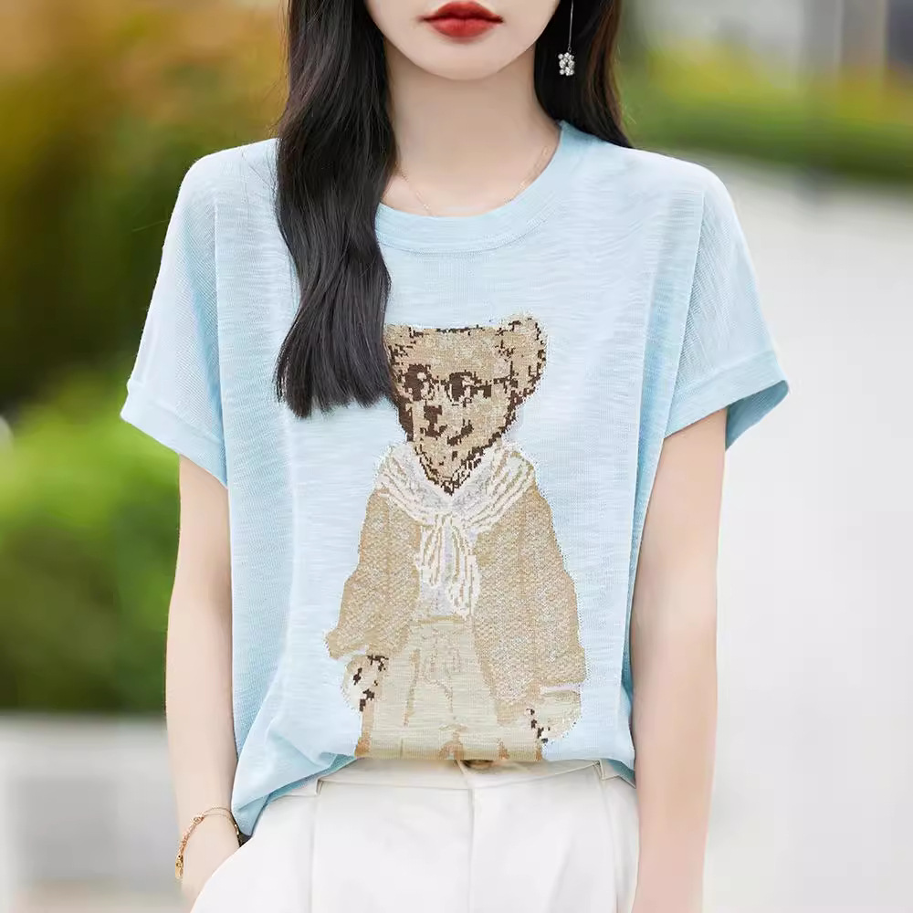 Knitted summer cartoon T-shirt
