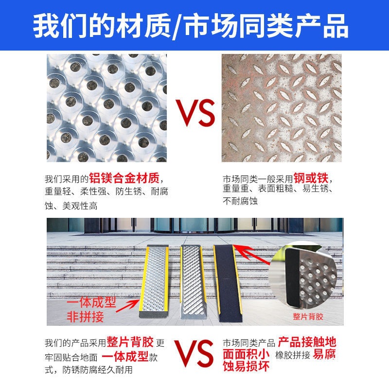 无障碍板货台阶摩托车拉拉装车轮椅电动车上车板楼梯坡道斜坡移动