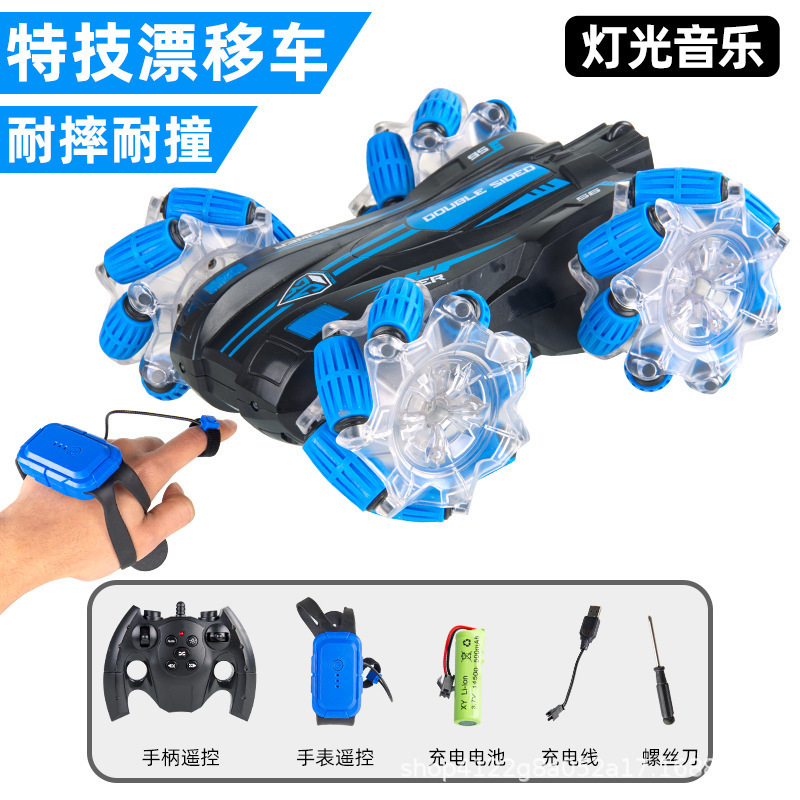 Coche de control remoto RC transfronterizo, coche de control remoto con acrobacias de gestos de doble cara, coche de juguete para niños con tracción en las cuatro ruedas, todoterreno, regalo para niños