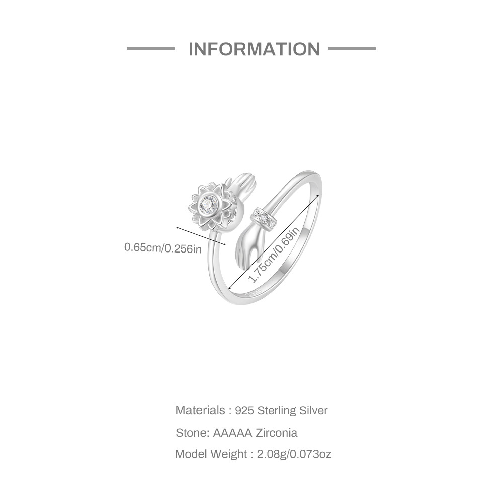 2g Weight Zircon Inlay Material Anxiety Ring, Open Rings Classification Adjustable Ring Size 1 Piece Quantity Daily Occasion 925 Sterling Silver Material Sun, Moon Pattern All Seasons Season Women's Gender Plating, Inlay Design Sweet, Shiny Style 925 Sterling Silver Zircon Sun Moon Open Rings Anxiety Ring 925 Sterling Silver Rings 4