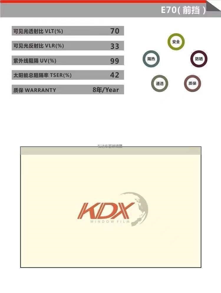 Kdx Kangdexin Car Film Insulation Solar Film Full Car Film Explosion-Proof Film Sun Protection Glass Film 30m Full Roll