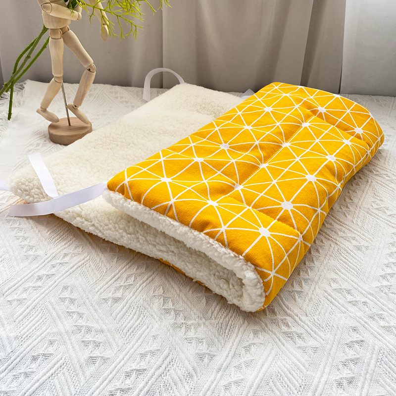 노란색 격자 무늬 기모