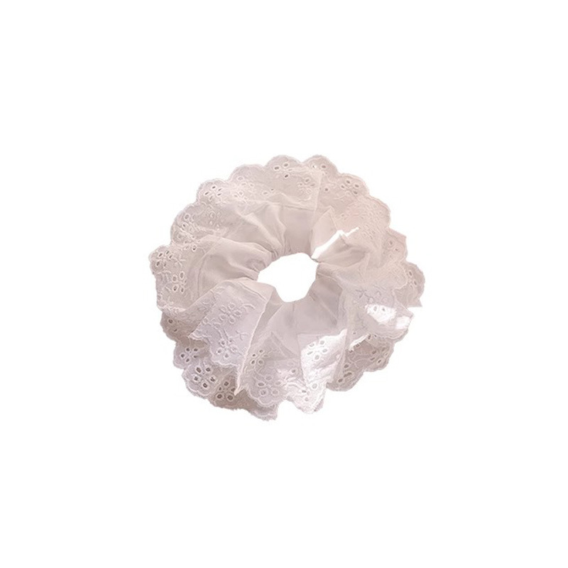 2025 nuevo estilo francés de alta calidad cabello de cabello de encaje blanco gran anillo de cabello para mujeres