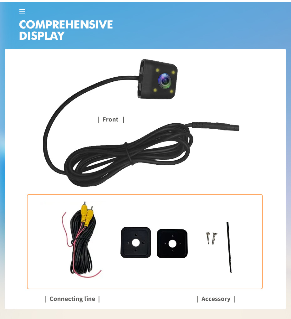 Reversing Camera with Led Lights, High-Definition 1080P, Car-Mounted Reversing Image Camera, Rear View Wide-Angle Front Camera