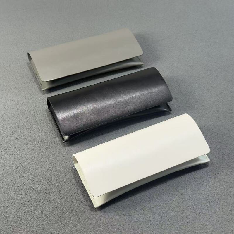 Pvc Oil-Edged Leather Case, Simple Texture, Portable Sunglasses Case, Design Magnetic Flip-Top Sunglasses Case