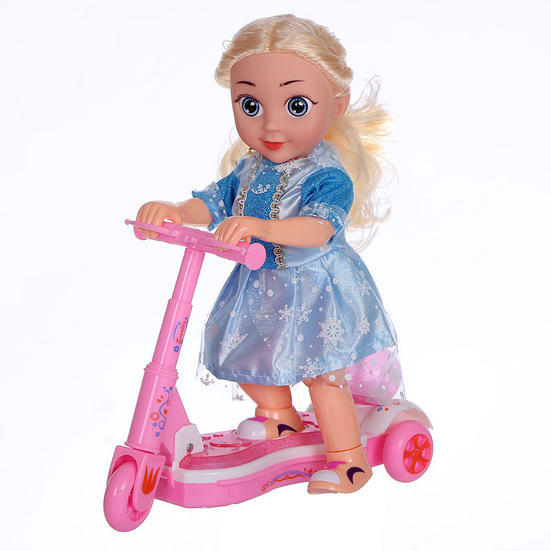 儿童滑板车洋娃娃发光音乐多功能可爱女孩娃娃玩具厂家地摊批发|ms