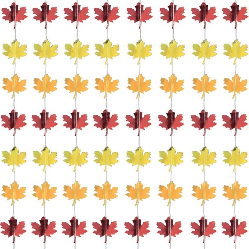 Autumn Maple Leaf Flag Thanksgiving Party Decoration Kindergarten Classroom Window Display Hanging Decoration Double-Sided Mirror Type
