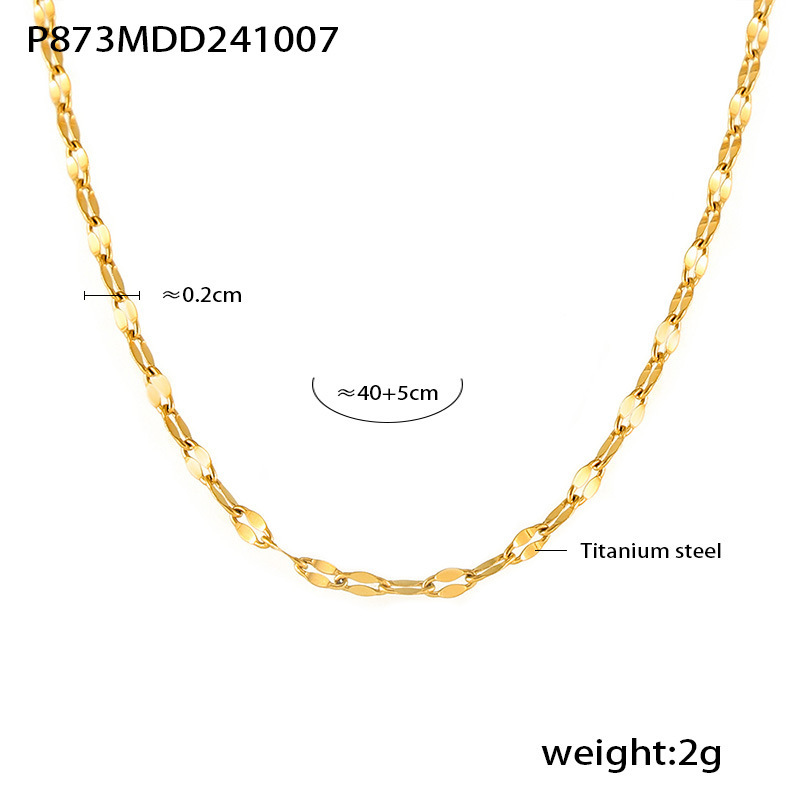 Square Sugar Ins Heart-shaped Handmade Zircon Double Layered Collarbone Necklace Bracelet Set Titanium Steel PVD Electroplating Color Preservation_voghion.com