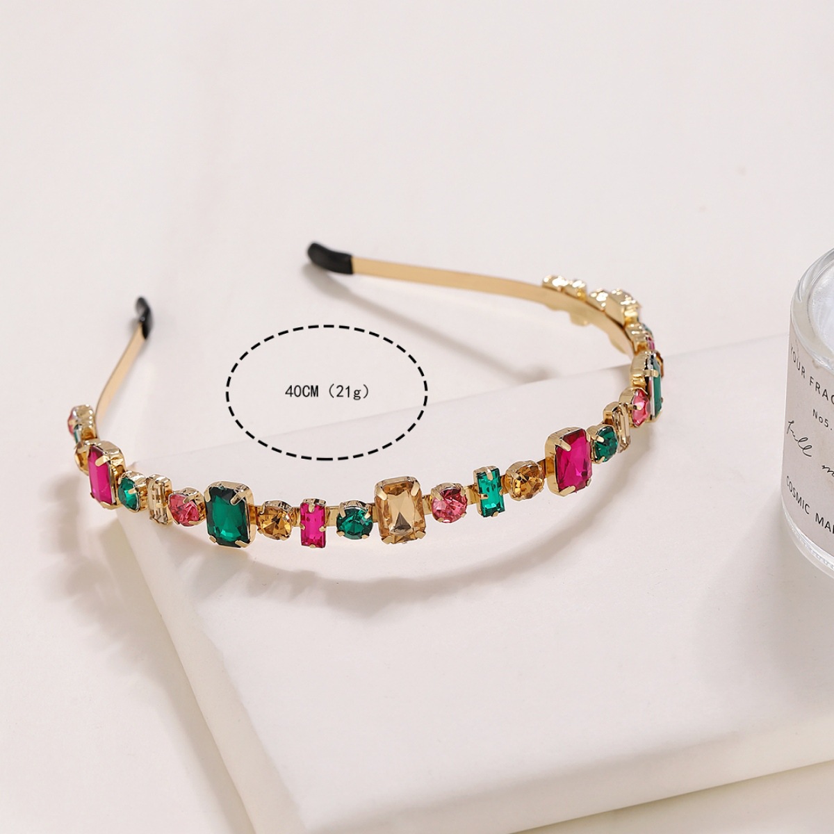 Europa y América metal rhinestone diadema aleación geométrica diadema de cristal de color personalidad barroco retro tocado