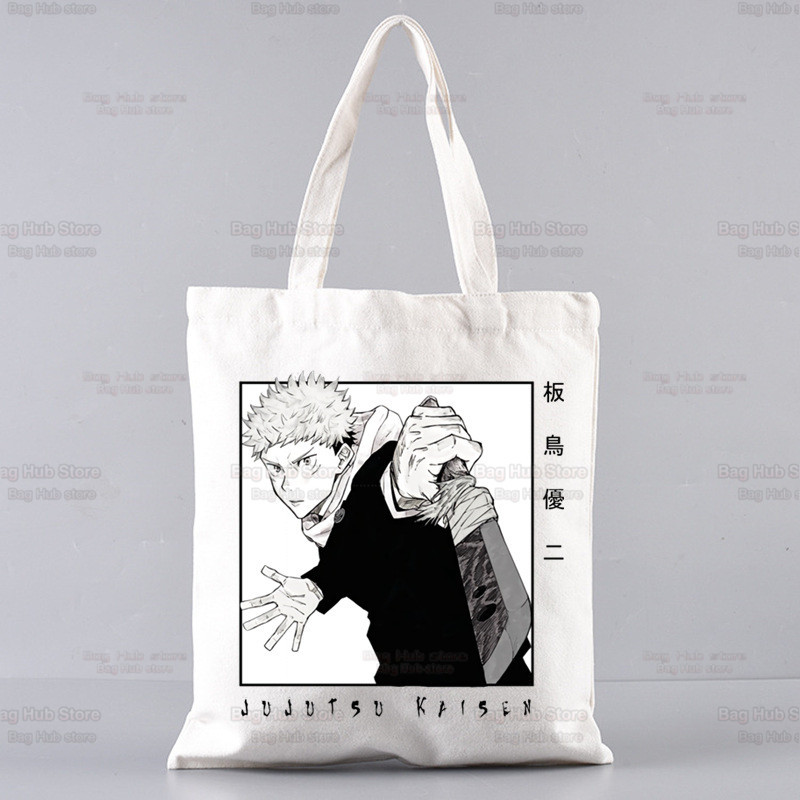 Jujutsu Kaisen Gojo Goku impresa bolsa de lona Harajuku bolso de hombro bolso de moda estudiante bolsa de compras