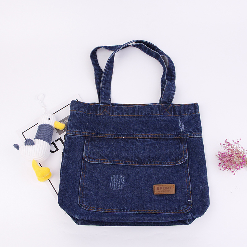 Bolso de hombro nuevo bolso de lona de gran capacidad de moda de mano diagonal bolsa de compras casual y sencilla bolsa de lona vaquero para mujeres