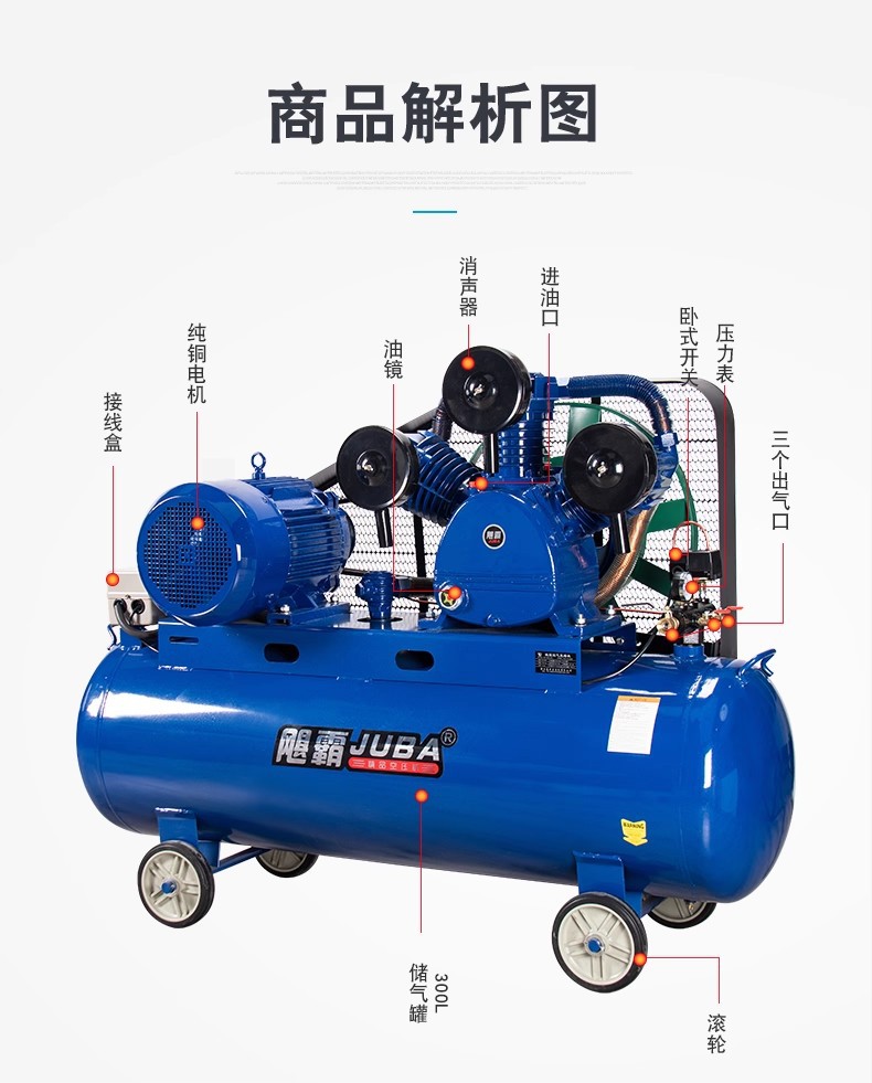 Hurricane Air Compressor Industrial Grade High Pressure Air Pump 11Kw Auto Repair Spray Paint 380V Large Air Compressor