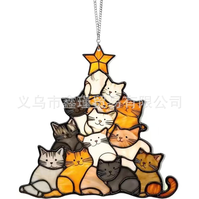 Nuevos productos acrílicos transfronterizos Cat Christmas Tree Suncatcher Ornament Cat Christmas Tree image 6