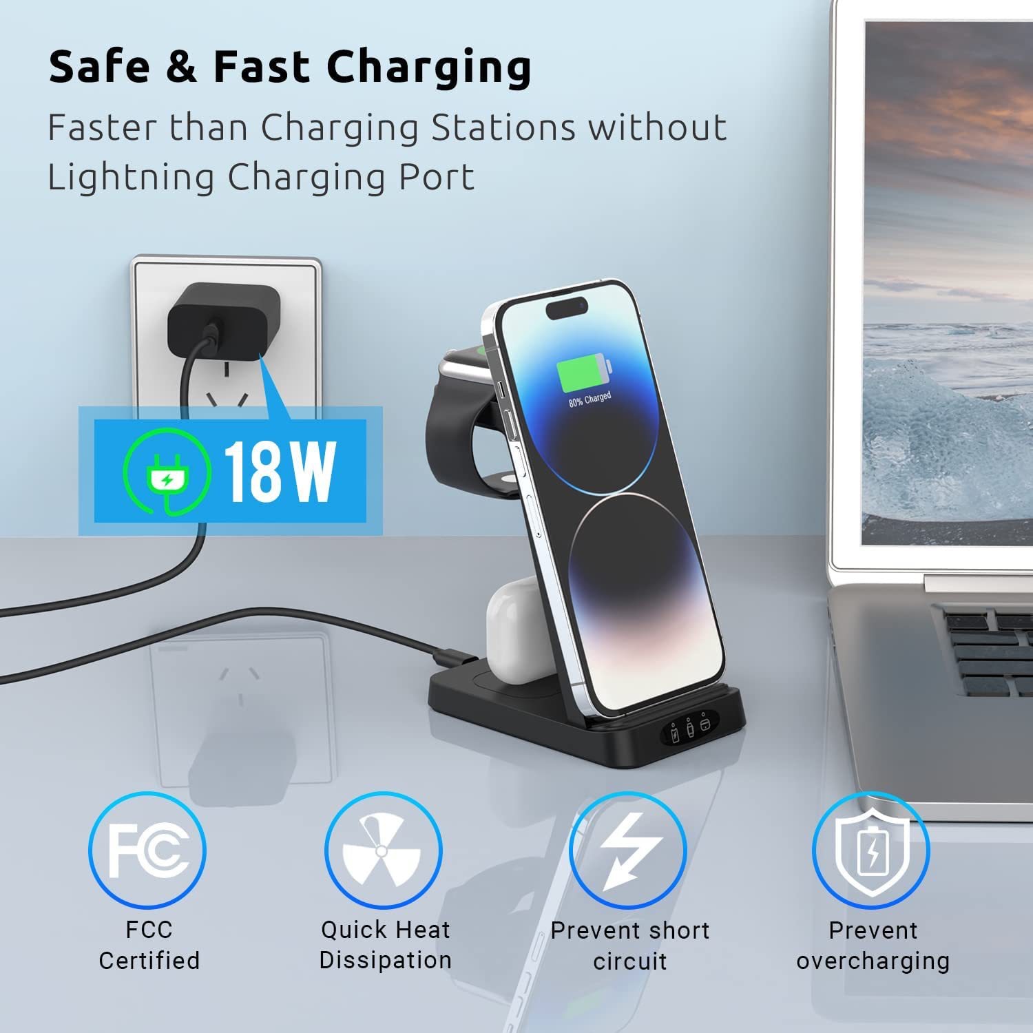 Modelo privado transfronterizo nueva versión de carga inalámbrica de tres en uno adecuada para Apple 12 13 14 soporte de teléfono móvil de carga rápida