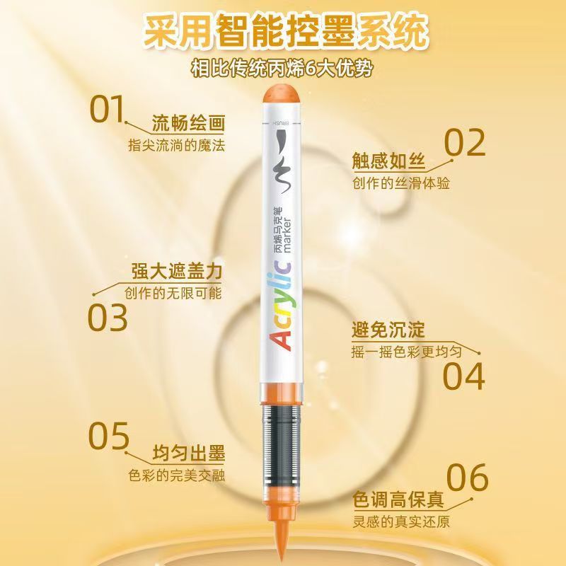 5105直液式ソフトチップアクリルマーカーペン単品、重ね塗り可能、アート専用、子供用、水洗い可能カラーペン