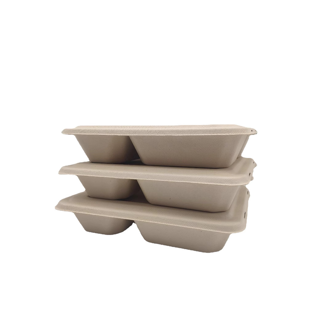 Fábrica verde al por mayor de pulpa de bagazo Pulpa de bambú cuatro rejilla Placa de protección del medio ambiente vajilla desechable degradable compostable